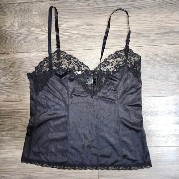 Vintage Black Lace Lingerie Slip Tank Top - Picture 1 of 3